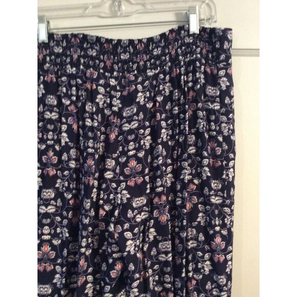 Mudd Wide Leg Rayon Elastic Back Waist Pants Floral blue XL Boho Gypsy Cottage - Picture 3 of 5